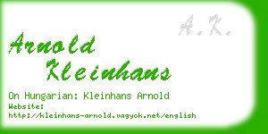 arnold kleinhans business card